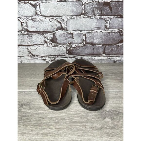 OluKai Awe Awe Brown Leather Strappy Gladiator Flat Sandals Women Sz 9M US/39EU - Picture 4 of 16